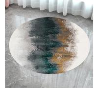Modern Round Rug 100 cm Ø Abstract Design in Black Grey Cream ge Green - Soft Low Pile Area Rug for Home Decor Living Room Bedroom Stylish Contemporary Carpet