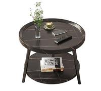 Modern Round Side Table for Sofa DoubleLayer Coffee Table Minimalist Nightstand Corner Accent Table for Living Room Balcony Hotel 50cm (Color C)