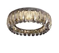 Modern Round Small Crystal Flush Mount Ceiling Light Dimmable Stainless Steel Glam Close to Ceiling Lamp Fixture for Bedroom Living Room Dining Room(Amber)/Ashes