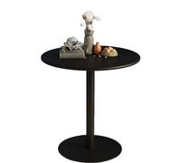 Modern Round Small Dining Table - Space-Saving Kitchen Breakfast Bar Table Matte Black Metal Pedestal Design Compact Bistro Furniture (Size: 40.5x40.5)