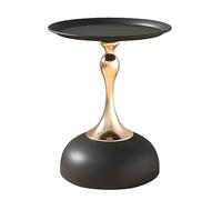 Modern Round Sofa Side Table with Iron Tray Shelf - Small (15.7x21.7in) - Stylish Black & Silver Accent Table for Bedroom or Living Room - Space-Saving Design