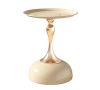 Modern Round Sofa Side Table with Iron Tray Stylish Small End Table for Bedroom or Living Room 15.7x21.7in Black and Silver Frame Space-Saving Design