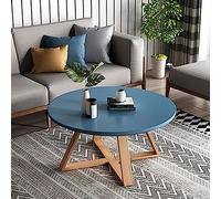 Modern Round Solid Wood Coffee Table 31.5'' - Blue Farmhouse Sle Living Room Side Table, Small Center End Table for Cozy Spaces & Home Decor