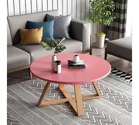 Modern Round Solid Wood Coffee Table for Living Room Farmhouse Sle Side Table Small Center Table in 31.5''L x 31.5''W x 17.7''H - Ideal for Cozy Spaces