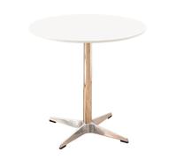 Modern Round Solid Wood Dining Table for 4-6 Stylish Small Office & Conference Table with Metal Cross Base Versatile Furniture for Kitchen & Living Room (80x80x75cm White)