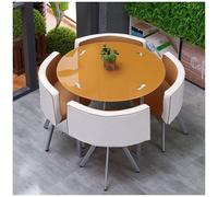 Modern Round/Square Conference Table Set, Tempered Glass Dining Table & Chairs for 4, Ideal for Kitchen, Dining Room, and Corner Spaces, Stylish &