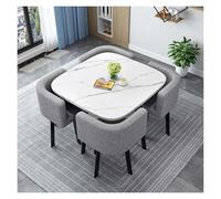 Modern Round Square Conference Table Set with 4 Chairs Metal Legs NonSlip Foot Pads Perfect for Living Room Dining Room Kitchen 90cm/35.4in