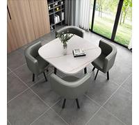 Modern Round/Square Conference Table Set with 4 Space-Saving Chairs, Easy Assembly, Stylish Cacti Design, 80x80x75cm, Ideal for Home Office Use, Compact Workspace Furniture