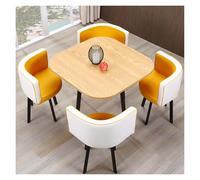 Modern Round & Square Conference Table Set with 4 Stacking Chairs AntiSlip Rubber Feet SpaceSaving Design Ideal for Office & Home Use (35.4in)