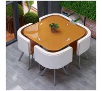 Modern Round/Square Conference Table, Tempered Glass Top Dining Set for 4, Stylish Kitchen & Dining Room Furniture, Perfect for Small Spaces & Gatherings