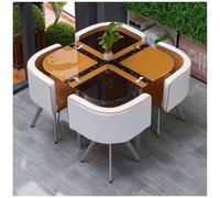 Modern Round/Square Conference Table with Tempered Glass Top, Dining Set for 4 People, Stylish Kitchen and Dining Room Furniture, Perfect for Small Spaces
