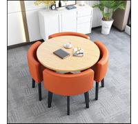 Modern Round & Square Dining Set with 4 Space-Saving Chairs, Ideal for Cozy Meals in Living Room & Bedroom, 90cm Table, Elegant & Functional Fur