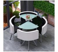 Modern Round/Square Dining Set with Chairs, Space-Saving Glass Top Conference Table Furniture, Stylish Dining Room Ensemble, Contemporary Design, Perfect for Small Spaces