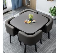 Modern Round/Square Dining Table & Chair Set - Space-Saving Kitchen Furniture for Home & Cafe Stylish Conference Table with Comfortable Chairs 80cm/31.5in