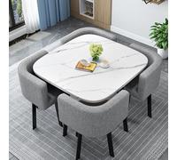 Modern Round/Square Dining Table & Chairs Set - Space Saving Kitchen Furniture for Home & Cafe - Stylish 80cm Conference Table with Dining Chairs - Perfect Dining Room Set