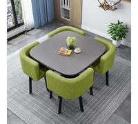 Modern Round Square Dining Table Set with 4 Chairs Conference Room Furniture Reception Table 80cm 31.5in Stylish Dining & Office Furniture Combination