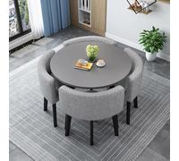 Modern Round/Square Dining Table Set with 4 Chairs Conference Table & Reception Furniture Ideal for Living Room & Meeting Space 80 * 75cm / 31.5 * 29.5in (WxH)