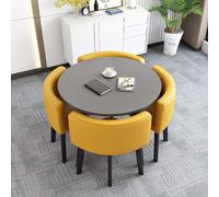 Modern Round/Square Dining Table Set with 4 Chairs, Conference Table & Seating for 4, Reception Table & Chairs for Living Room, 011, 85x75cm/33.5x29.5in(WxH)