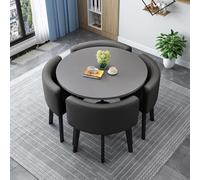 Modern Round/Square Dining Table Set with 4 Chairs - Multipurpose 90cm Wooden Kitchen & Conference Table Durable Dining & Meeting Furniture for Home & Office