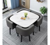 Modern Round/Square Dining Table Set with 4 Chairs - Multirpose Wooden Kitchen & Conference Table - Durable Reception Furniture for 4 19.90cm Height