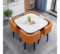 Modern Round/Square Dining Table Set with 4 Chairs Soft Backrest Ideal for Small Spaces Coffee Kitchen Living Room Easy to Install 80cm Conference Table