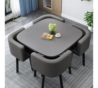 Modern Round/Square Dining Table Set with 4 Chairs - Space-Saving 90cm Conference Table for Kitchen Dining Room Office Living Room - Stylish & Durable Furniture