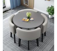 Modern Round/Square Dining Table Set with 4 Chairs - Space-Saving Design for Kitchen Dining Room Office Living Room - Stylish Conference Table 80cm/31.5in Perfect for Small Spaces