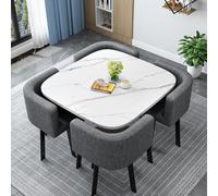 Modern Round/Square Dining Table Set with 4 Chairs - Stylish 90cm (35.4in) Dining Table for Home Kitchen Cafe Living Room - Contemporary Furniture for Dining Room