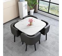 Modern Round/Square Dining Table Set with 4 Chairs Stylish Conference & Reception Table Combo for Living Room & Kitchen 30 80x75cm Ideal for Family & Gatherings