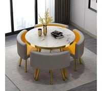 Modern Round/Square Dining Table Set with 4 Chairs Stylish Conference & Reception Table for Living Room & Kitchen Compact 19.80x75cm Design for Small Spaces