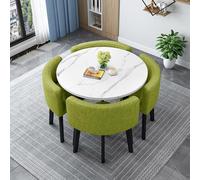 Modern Round/Square Dining Table Set with 4 Chairs Stylish Conference & Reception Table Wooden Kitchen Dining Room Furniture (80cm/31.5in F)