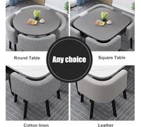 Modern Round/Square Dining Table Set with 4 Chairs Stylish Conference Table and Chair Combination Wooden Kitchen Dining Furniture for Living Room and Reception 80cm