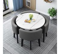 Modern Round/Square Dining Table Set with 4 Chairs - Stylish & Durable 90cm Wooden Kitchen & Office Multipurpose Conference Table - Ideal for Dining Rooms & Reception Areas