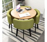 Modern Round/Square Dining Table Set with 4 Chairs Stylish Space-Saving Conference & Reception Table for Living Room & Kitchen Compact 80x75cm Design Ideal for Small Apartments