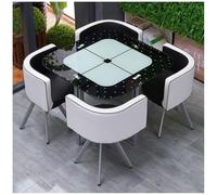 Modern Round/Square Dining Table Set with 4 Chairs - Stylish Tempered Glass Top Furniture for Kitchen, Dining Room & Living Room - Perfect Upgrade for Home Decor