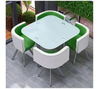 Modern Round/Square Dining Table Set with 4 Chairs - Tempered Glass Top Dining Room & Kitchen Furniture, Stylish Conference Table for Living Room Upgrade.