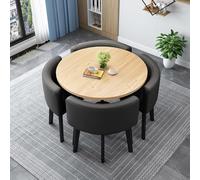 Modern Round/Square Dining Table Set with 4 Chairs - Versatile Conference & Reception Table, Wooden Kitchen Furniture for 4 People, 28-90cm Height Adjustable