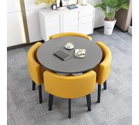 Modern Round/Square Dining Table Set with 4 Chairs - Versatile Conference & Reception Table, Wooden Kitchen Furniture for 4, 27.5 x 80 cm, Stylish & Functional