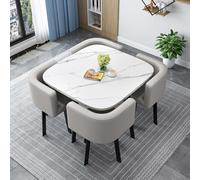 Modern Round/Square Dining Table Set with 4 Chairs - Versatile Conference Table & Reception Furniture - Stylish Wooden Kitchen Dining Set for 4, 90cm Height