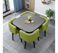 Modern Round/Square Dining Table Set with 4 Chairs - Versatile Wooden Conference & Reception Table - Sturdy Kitchen Furniture for 4 People 21.80cm Height Ideal for Home & Office