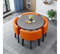 Modern Round/Square Dining Table Set with 4 Chairs Wooden Kitchen Conference Table for 4 Reception/Living Room Furniture 80cm Stylish Home Decor