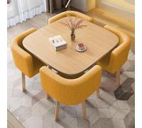 Modern Round/Square Dining Table Set with 4 ChairsStylish Conference Table for Small Meeting Rooms Kitchens & Living RoomsVibrant Yellow Color