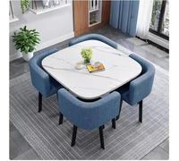 Modern Round/Square Dining Table Set with 4 Comfortable Chairs - Soft Backrest Perfect for Small Spaces Coffee Kitchen & Living Room Easy Assembly 80cm Diameter Stylish & Durable