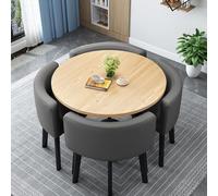 Modern Round/Square Dining Table Set with 4 Space-Saving Chairs - Perfect for Kitchen Dining Room Office Living Room or Bedroom - 80cm/31.5in Conference Table