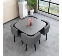 Modern Round/Square Dining Table Set with 4 Stylish Chairs - 80x75cm Conference & Reception Table for Living Room & Kitchen Elegant Dining Room Furniture Combination