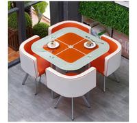 Modern Round/Square Dining Table Set with Space-Saving Chairs, 99.1 cm Tempered Glass Conference Table for Home, Elegant Furniture for Small Spaces