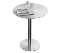 Modern Round Stainless Steel Dining Table - Compact Bar Table for Small Kitchens & Homes, Stylish Coffee Table with Silver Finish (50x50x105cm) - Perfect for Space-Saving Solutions