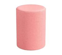 Modern Round Stool - Soft Padded Vanity Chair & Shoe Rest - Stylish Footstool for Living Room & Bedroom - Pink, 12.2" x 12.2" x 15.7" - Comfortable Foot Rest.
