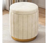 Modern Round Storage Ottoman - Velvet Foot Stool with Removable Lid, Ideal for Living Room, Bedroom, or Makeup Room - Versatile Storage and Vanity Chair