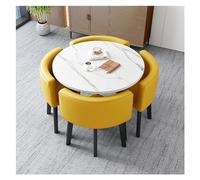 Modern Round Table & 4 Chairs Set 80cm Coffee Dining Table & Chair Combination for Conference Rooms & Beauty Salons Stylish Furniture for Home & Office